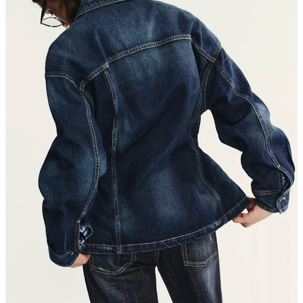 ZARA Oversized Casual Lightweight Blue Denim Jean Jacket Medium - Picture 13 of 14